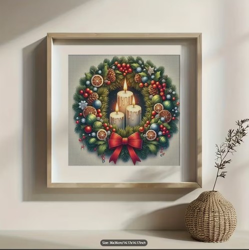 Candle wreath cross stitch - candle,