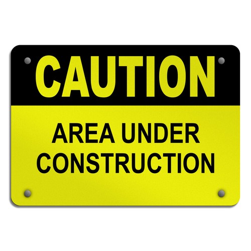 Horizontal metal sign caution - horizontal,