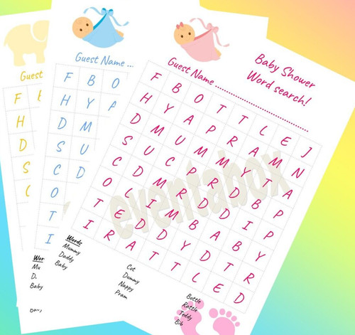 Baby shower wordsearch party - shower,