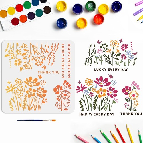 Butterfly floral words stencil - butterfly,