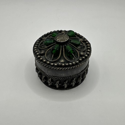 Vintage green glass trinket - vintage,