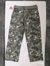 Airwalk Mens Combat Trousers Pants Size M Washed Camouflage Belte Pockets Skater