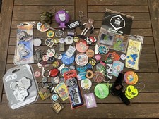Big Bundle of Vintage Key Rings and Pin Badges Rare Job Lot