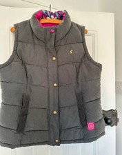 JOULES Womens Padded Gilet UK 16 Large Grey Bodywarmer (Fits Like A Size 14) 