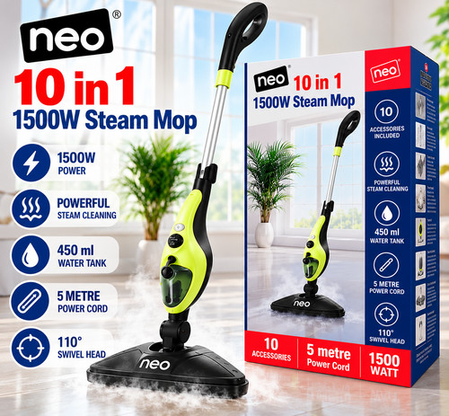 Neo 1500w steam mop - 10-in-1,