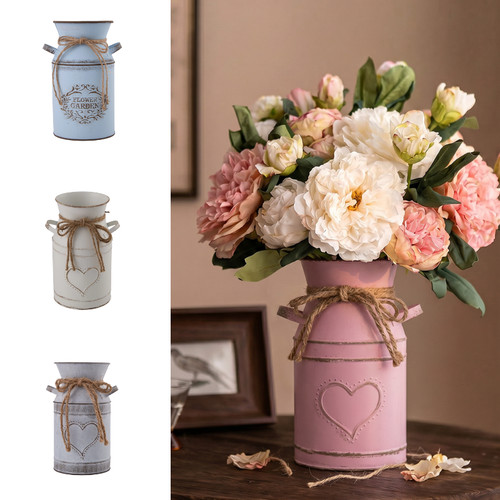 Rustic metal vase vintage milk - rustic,