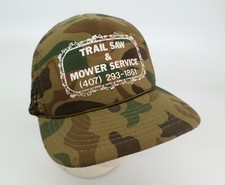 Trail Saw & Mower Service Hat Cap Orlando FL Camo Trucker Mesh Foam Snapback Vtg