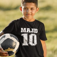 Custom Name & Number Football T-shirt Personalised Sports Top Unisex Kids Adult