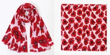 Poppy Floral large Print Scarf Classic Light Wight Shawl Wrap