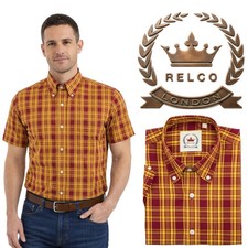 Mens Short Sleeve Check Button