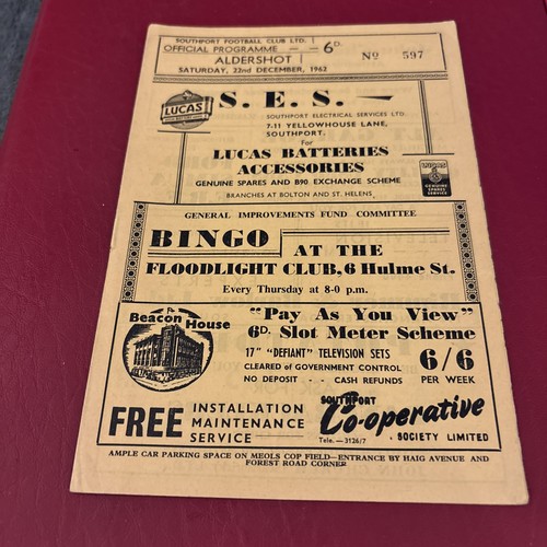 Southport aldershot 1962 - aldershot,