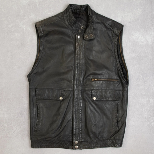 Vintage leather gilet - leather,