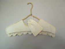 EARLY FRENCH LINEN & LACE PEARL COAT HANGER COVER & POUCH
