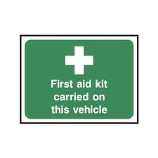 First Aid Kit Carried On This Vehicle Laminated Sticker x 1 @ 150 x 112mm VAT In