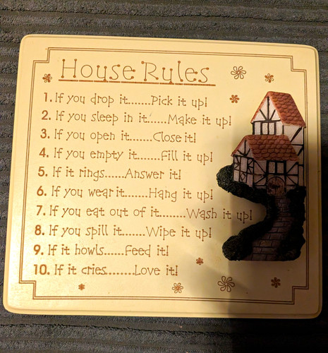 Retro house rules - rules', wall