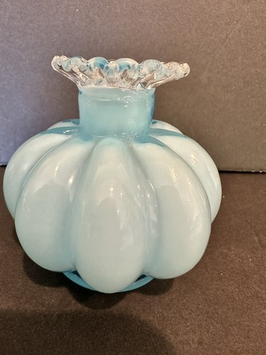 Vase art glass blue - vase, ruffle