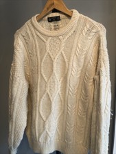 Men’s Vintage ST MICHAEL Wool Aran Cable Knit Chunky Fisherman Jumper Sz 40