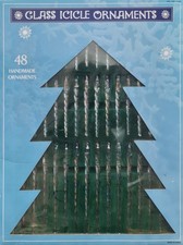 BNIB 48 Handmade Glass Icicle Ornaments / Christmas Tree Decorations by Costco 