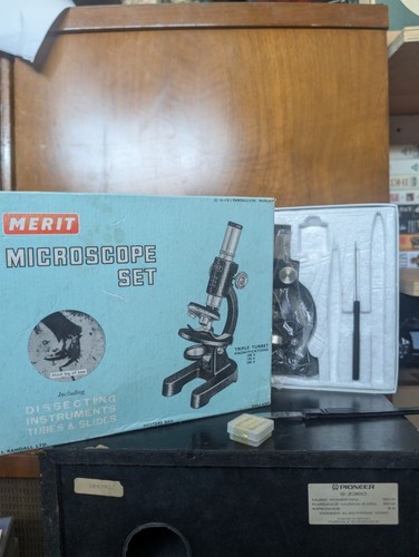 Vintage merit microscope set - merit,