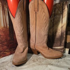 Womens Beige Suede Cowboy Boots Size UK 5 D