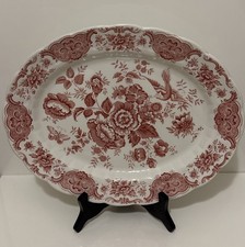 Ridgeway Windsor Red Transfer Serving Platter Oval 12” Staffordshire England VTG