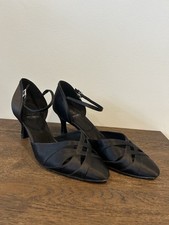 Supadance Latin & Ballroom Shoes, Black Silk, Size 7.5 Wide, 2.5” Flare