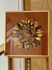 Vintage 1970's Framed & Glazed Embroidery Picture Penelope Needlework "Sungold"