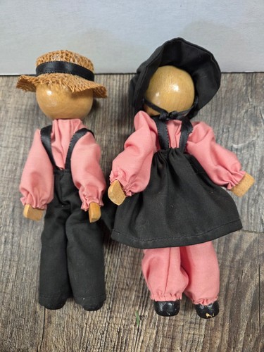 Wooden amish girl boy - wooden,
