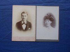 2 x CDV PHOTOS - WELL DRESSED MAN AND WOMAN -ANTIQUE/VINTAGE - NO MAKERS NAME 