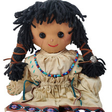 Handmade Native American Rag Doll Hand Crafted Clothing Jewelry Shoes Button Eye