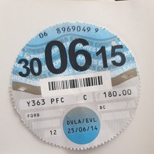 **Old Tax Disc 30-06-2015 Ford
