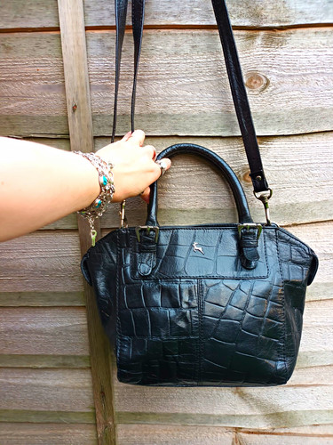 Ashwood black leather croc - black,