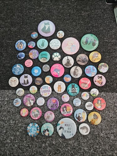 56x cat themed badges pin - pin, back