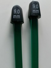 1 Pair Knitting needles. green Acrylic Size 9mm (Imperial 00).30cm (12") long
