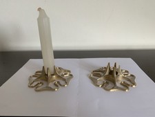 Skultuna Pair of Brass Rose Candle Holders & Letter Rack 1607 Vintage