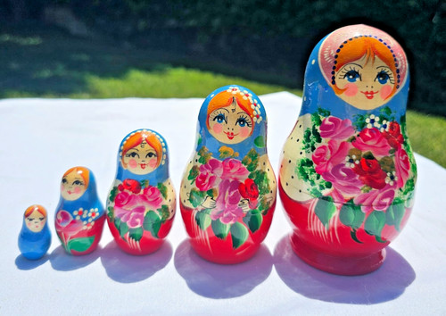 Russian wooden red blue - russian, &