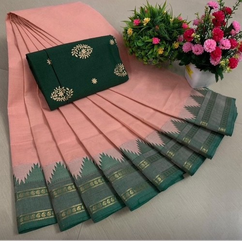 Premium cotton saree with - cotton,