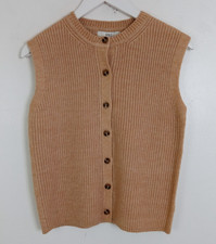 M&S Women's Fisherman Knit Button Front Vest Beige Size XS NEW F2