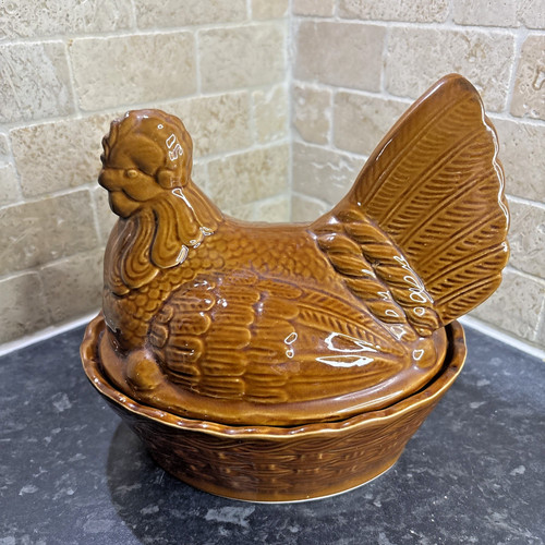 Vintage ceramic chicken egg - ceramic,