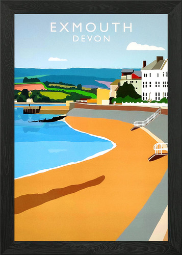 Exmouth beach framed wall - exmouth, uk