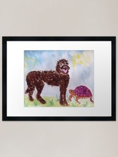 Labradoodle and a Pink