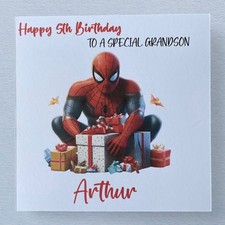 Personalised Spiderman Birthday Card Boys Grandson Son Brother Great Nephew