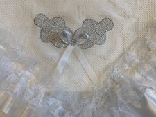 ROMANY BABY SHAWL - PINK/ BLUE/ WHITE LACE/RIBBON WITH DUMMY BOW DESIGN