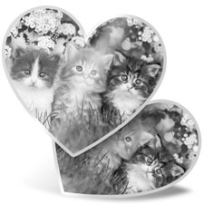 2 x Heart Stickers 15 cm - BW