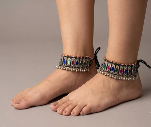 Vintage afghan anklets tribal - vintage,