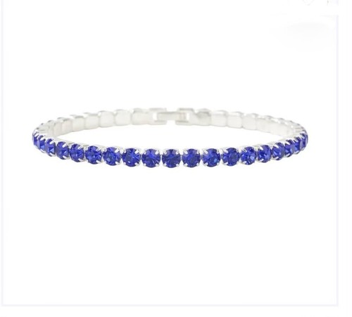 Gold tone blue rhinestone - blue,