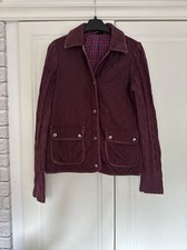 Topshop Burgundy Quilted Jacket With Knitted Sleeves Size 8