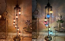 7 Glass Handmade Turkish Moroccan Moasic Light Floor Lamp UK Certified