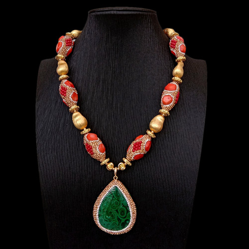 Red coral crystal pave brushed - red,