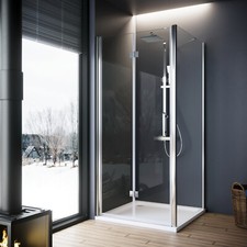 Frameless Bi Fold Shower Enclosure Door And Tray 6mm Glass Screen+Side Panel
